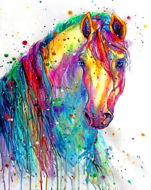 Caballo Colorido con Melena de Color de Arco Iris Pintar por Números