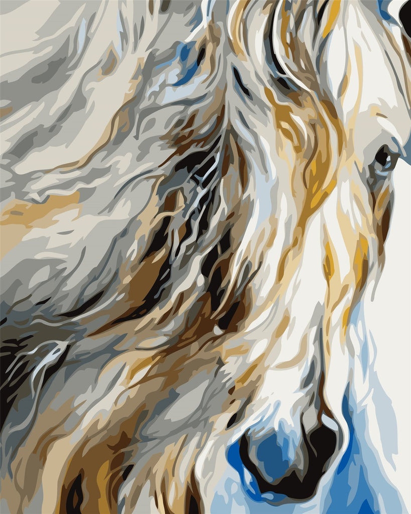 Caballo con Melena Amarilla y Blanca Pintar por Números