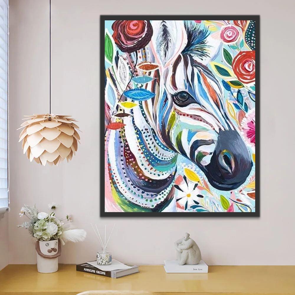 Caballo con Patrones Intrincados y Flores Pintar por Números