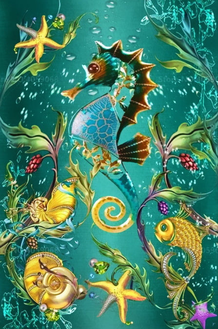 Caballo de Mar y Algas Verdes Pintar por Números