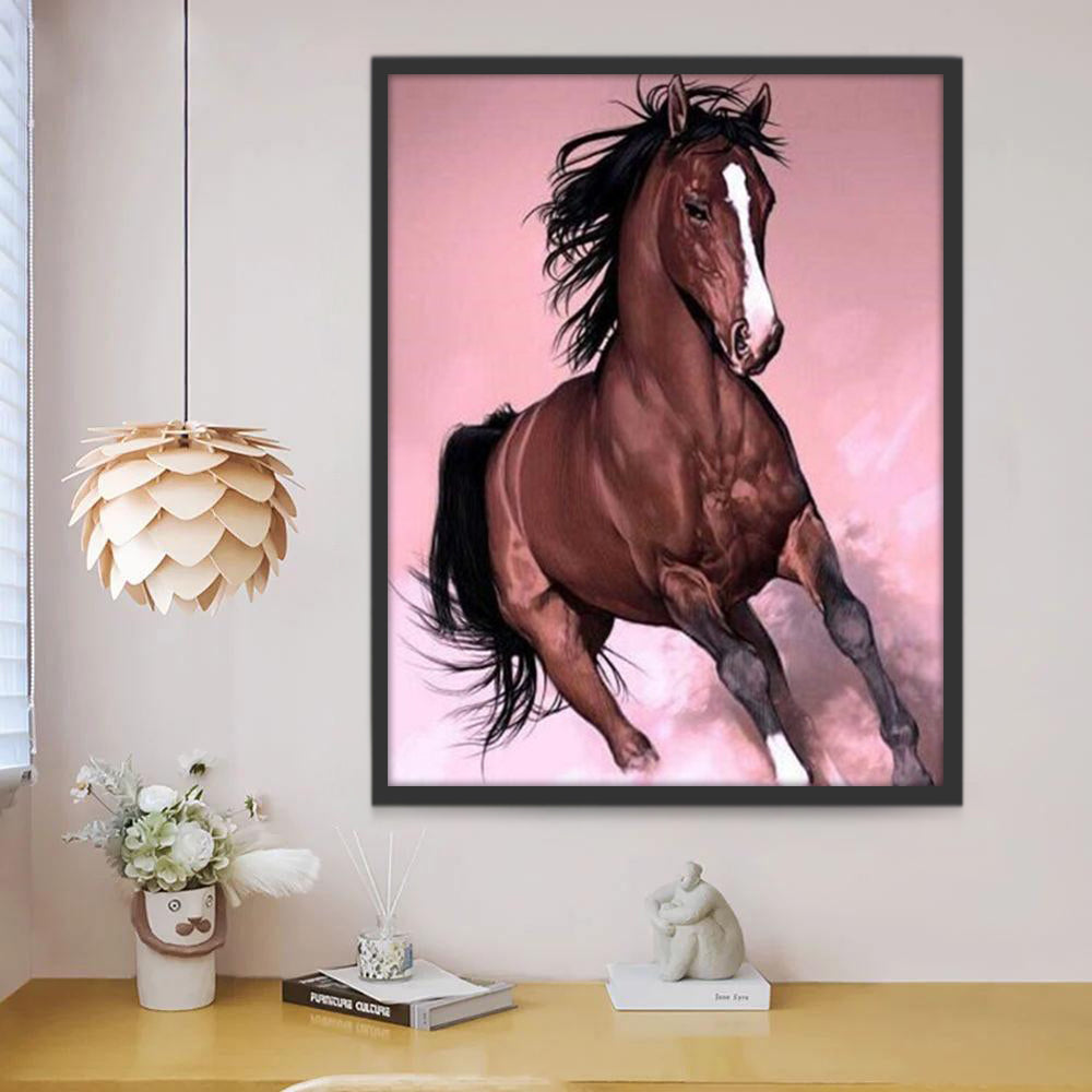 Caballo Marrón con Fondo Rosado Pintar por Números
