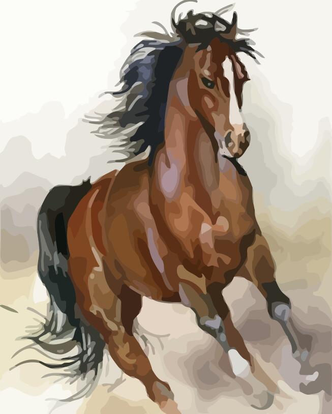 Caballo Marrón con Melena Negra Corriendo Pintar por Números