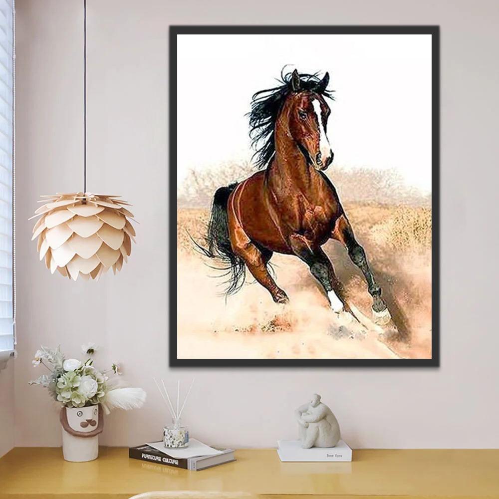 Caballo Marrón Corriendo en el Polvo Pintar por Números
