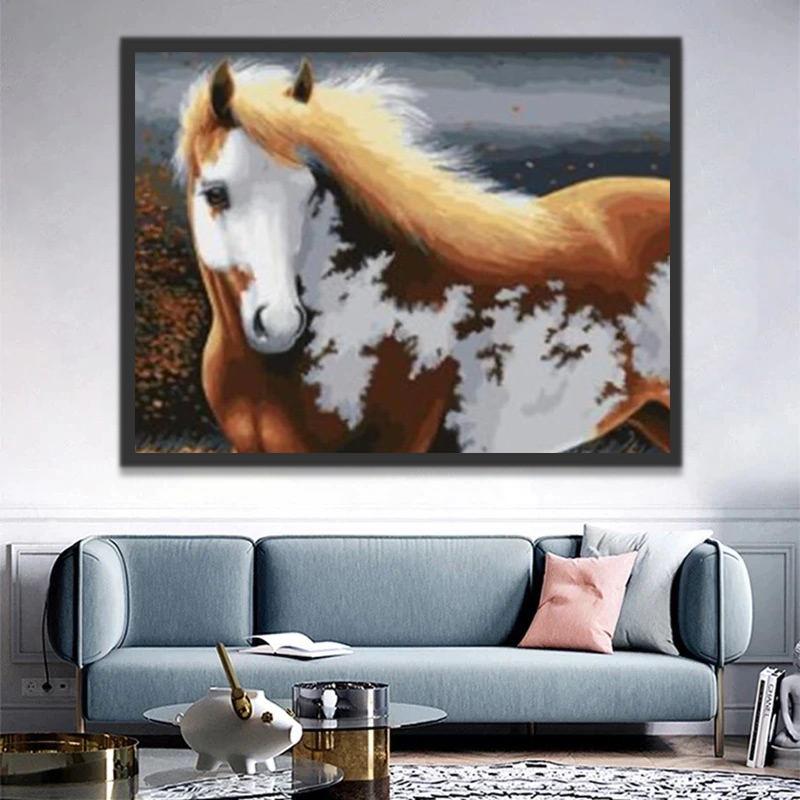 Caballo Marrón de Patrón Blanco Pintar por Números