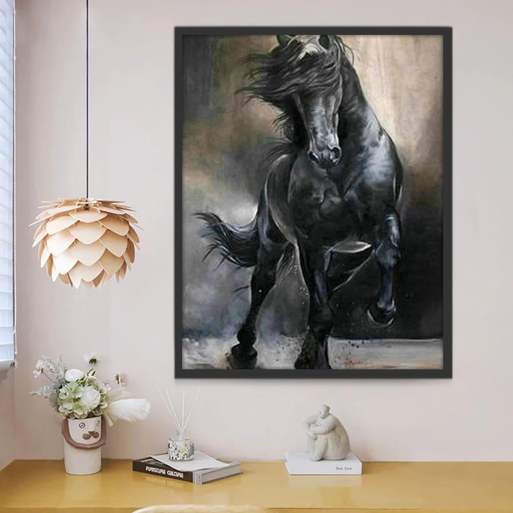 Caballo Negro Corriendo Pintar por Números