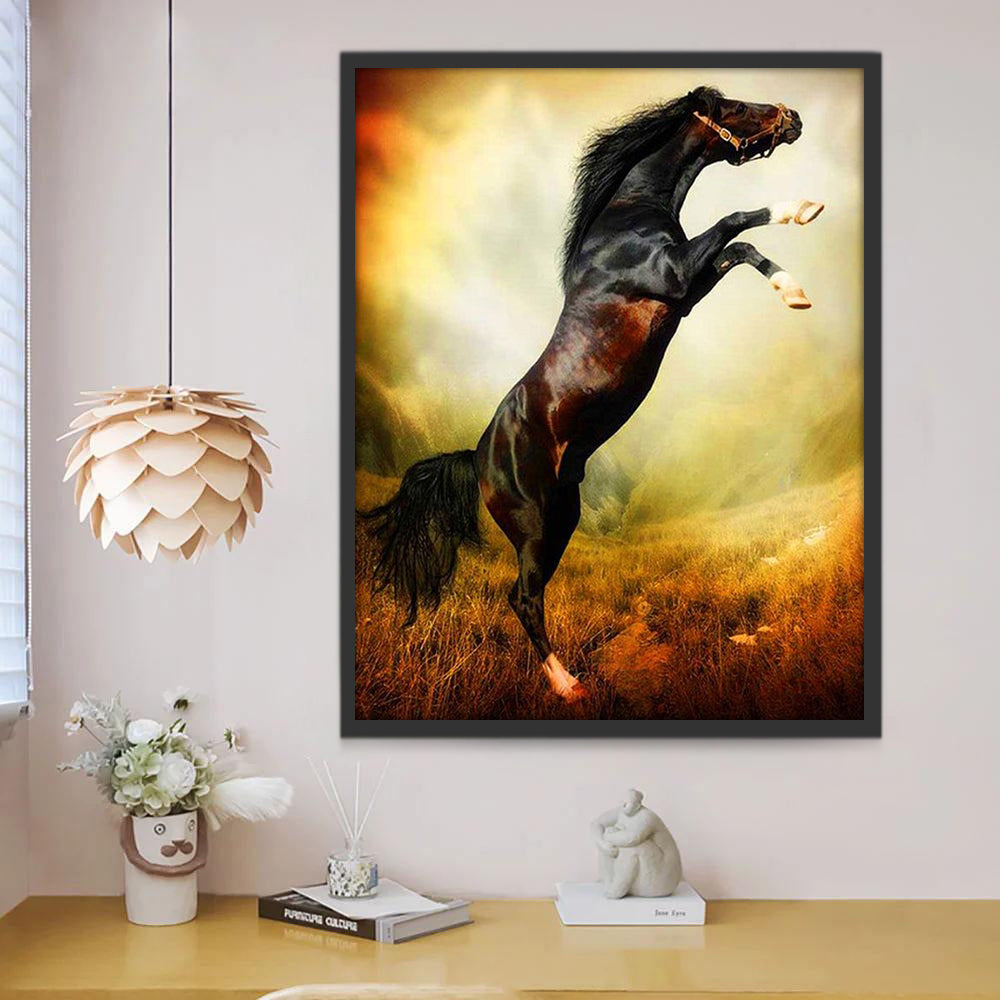Caballo Negro de Pie con Dos Patas Pintar por Números