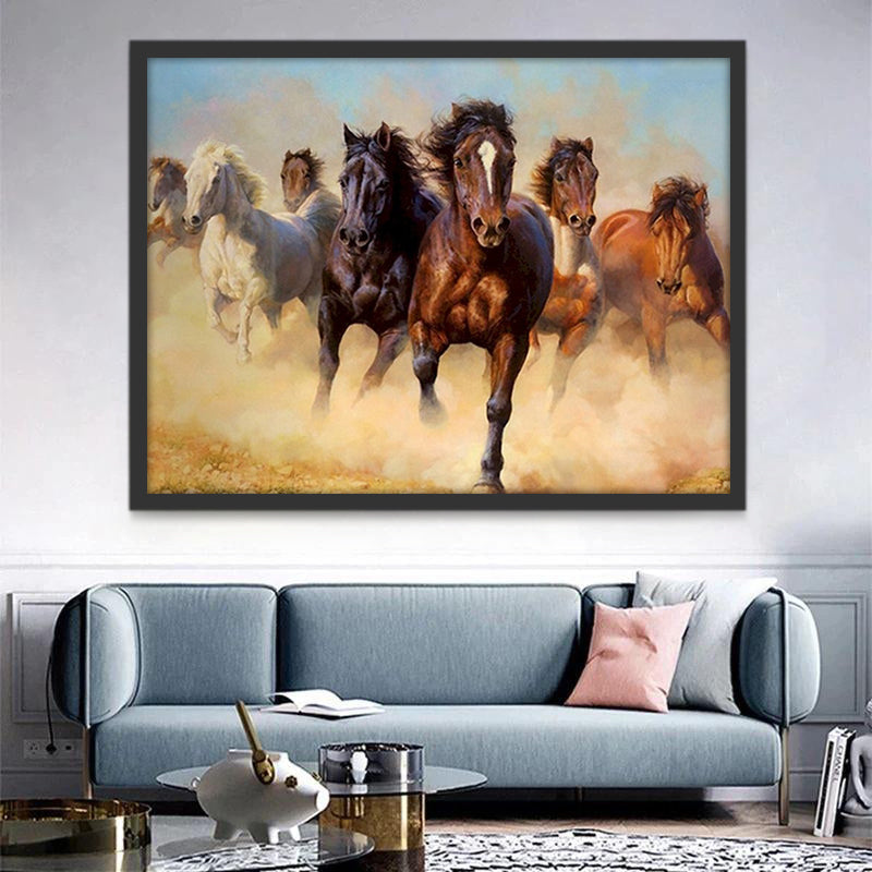 Caballos Corriendo en Camino Polvoriento Pintar por Números
