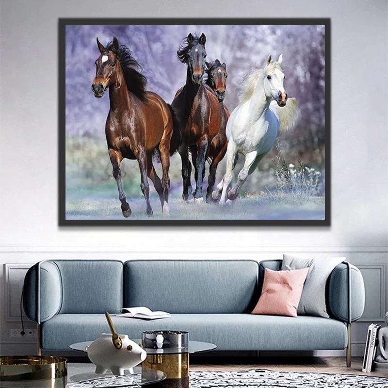 Caballos Corriendo en Hierba Pintar por Números