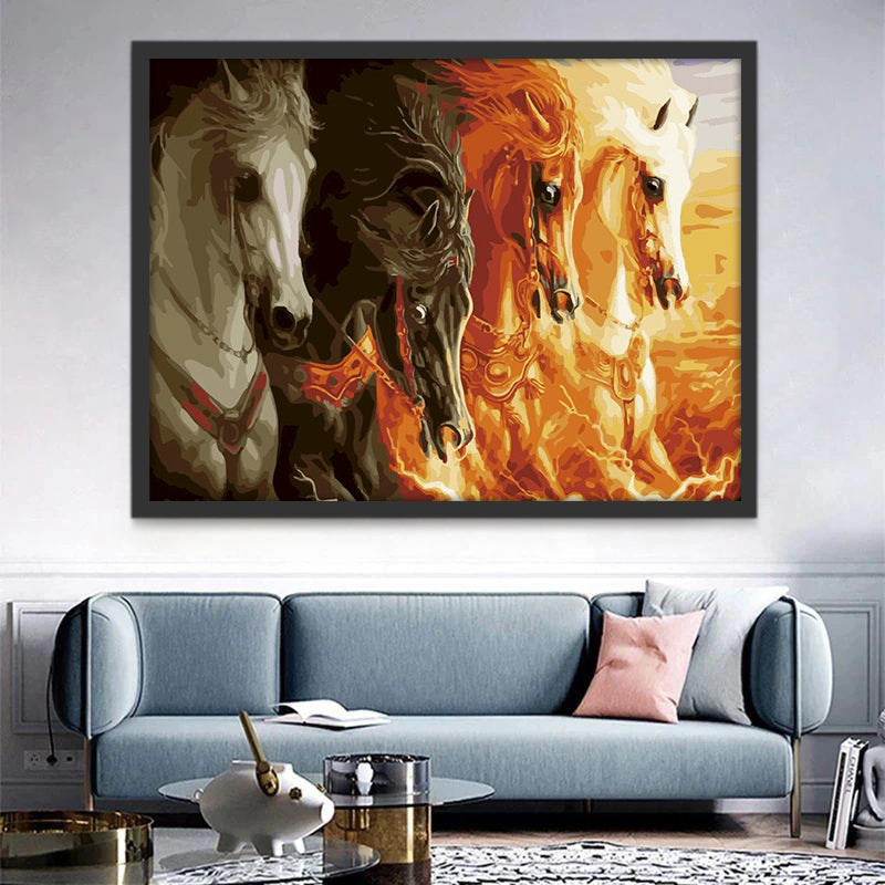 Caballos de Colores Diferentes Corriendo Pintar por Números
