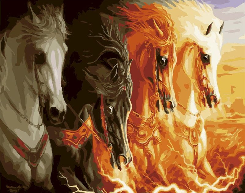 Caballos de Colores Diferentes Corriendo Pintar por Números