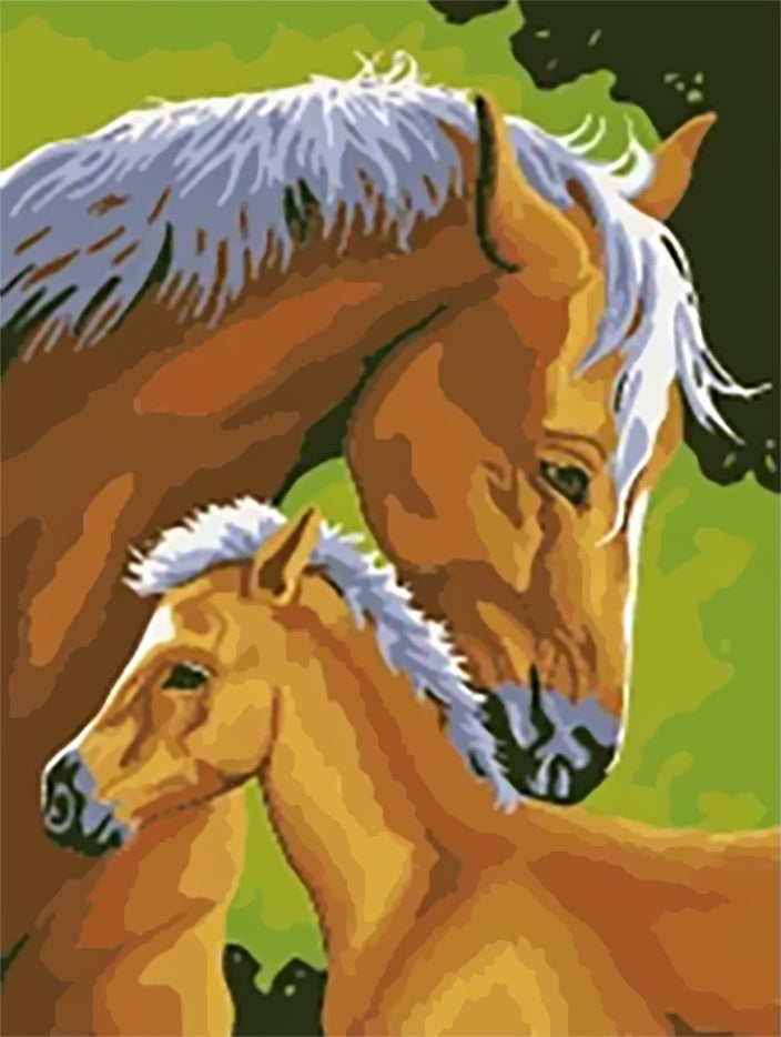 Caballos Marrones con Melena Blanca Pintar por Números