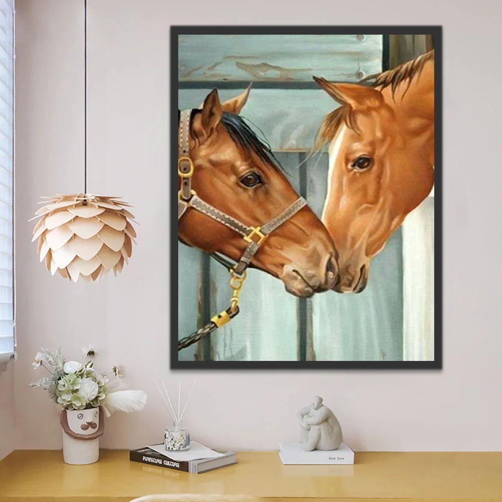 Caballos Marrones en Amor Pintar por Números