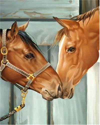 Caballos Marrones en Amor Pintar por Números