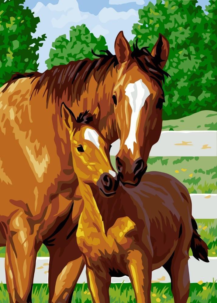 Caballos Marrones en Valla Pintar por Números