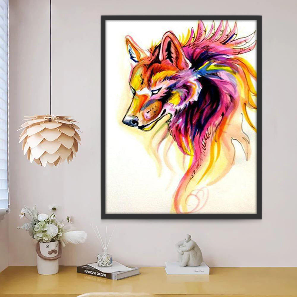Cabeza Colorida de Lobo Pintar por Números