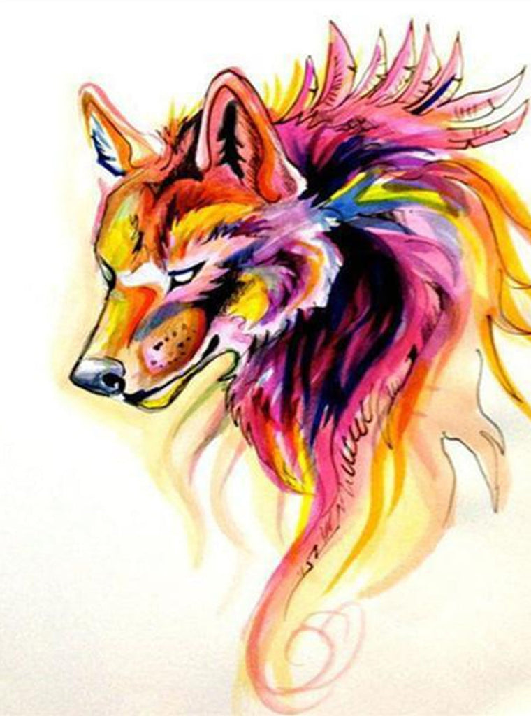 Cabeza Colorida de Lobo Pintar por Números