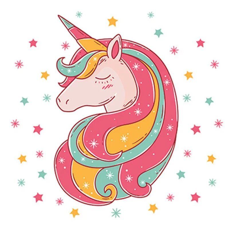 Cabeza de Unicornio Rodeado de Estrellas Pintar por Números Niños