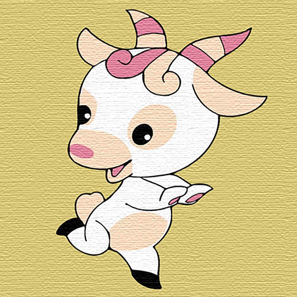 Cabra Linda Pequeña de Dibujos Animados Pintar por Números Niños