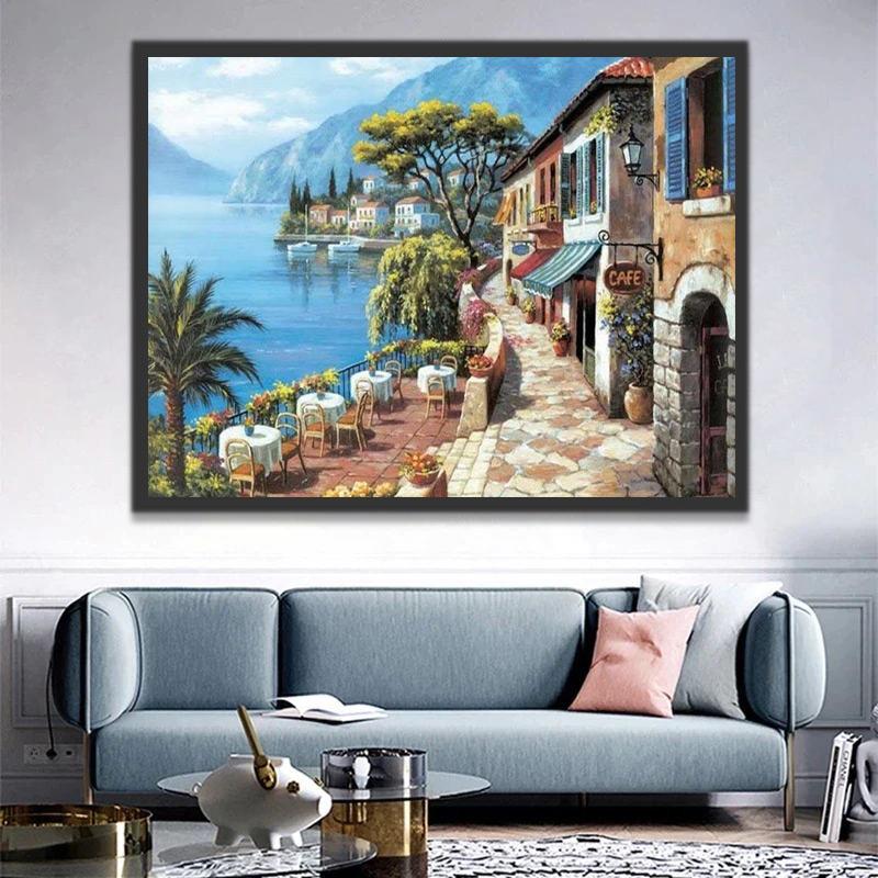 Cafetería al Lado de Mar Azul Pintar por Números