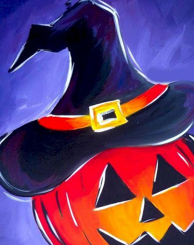 Calabaza Roja y Sombrero de Bruja Pintar por Números