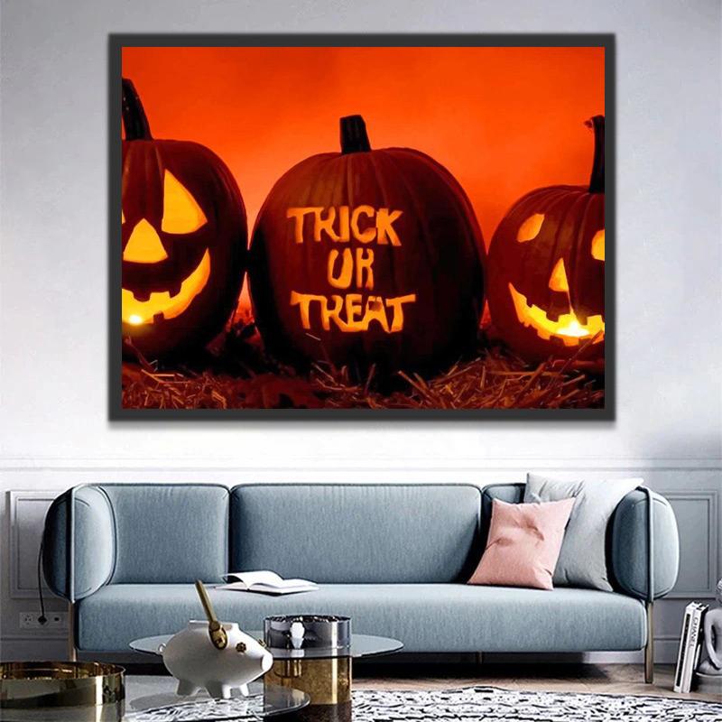 Calabaza Tallada con Truco o Trato Pintar por Números