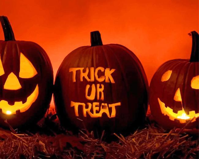 Calabaza Tallada con Truco o Trato Pintar por Números