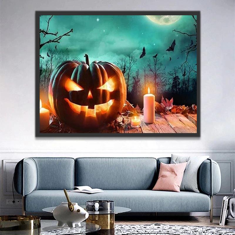 Calabazas con Cielo Verde Pintar por Números