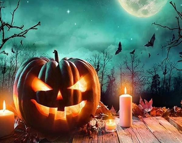 Calabazas con Cielo Verde Pintar por Números