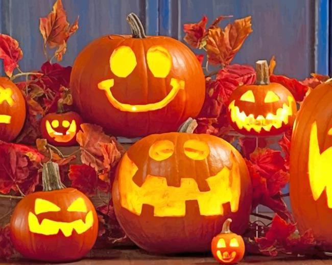 Calabazas de Halloween con Emociones Pintar por Números