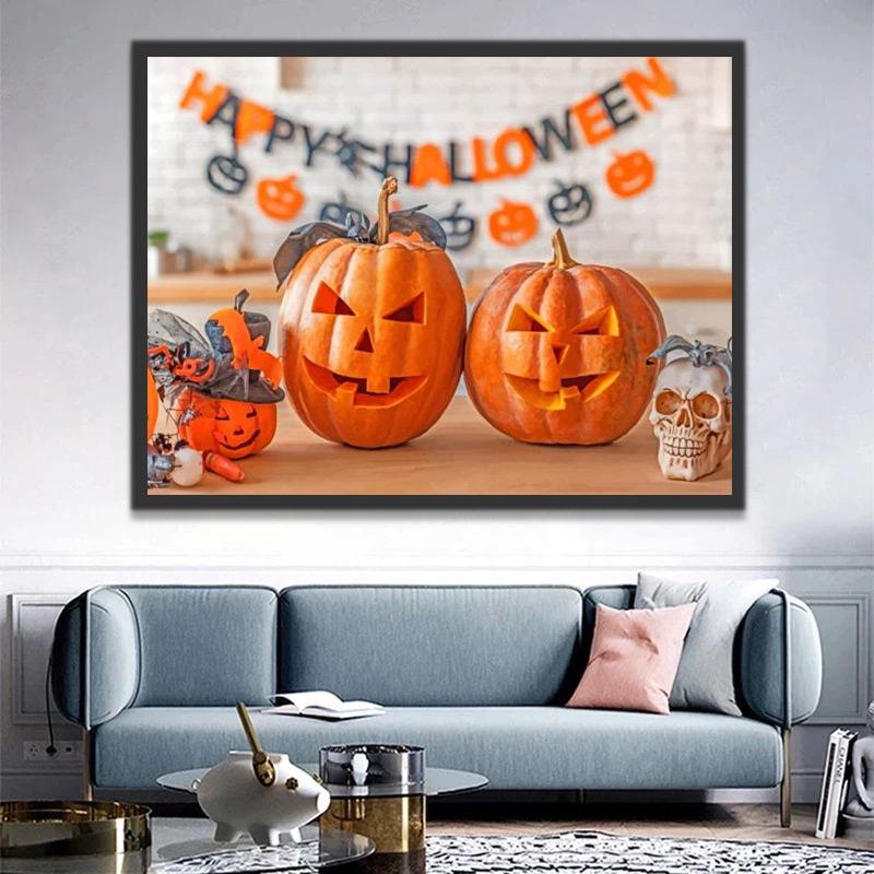 Calabazas de Halloween sobre Comedor Pintar por Números