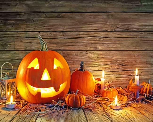 Calabazas de Halloween y Velas Pintar por Números