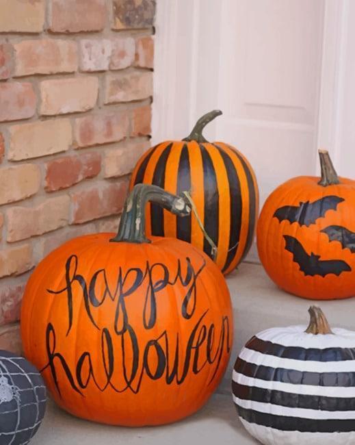 Calabazas Decoradas de Halloween Pintar por Números