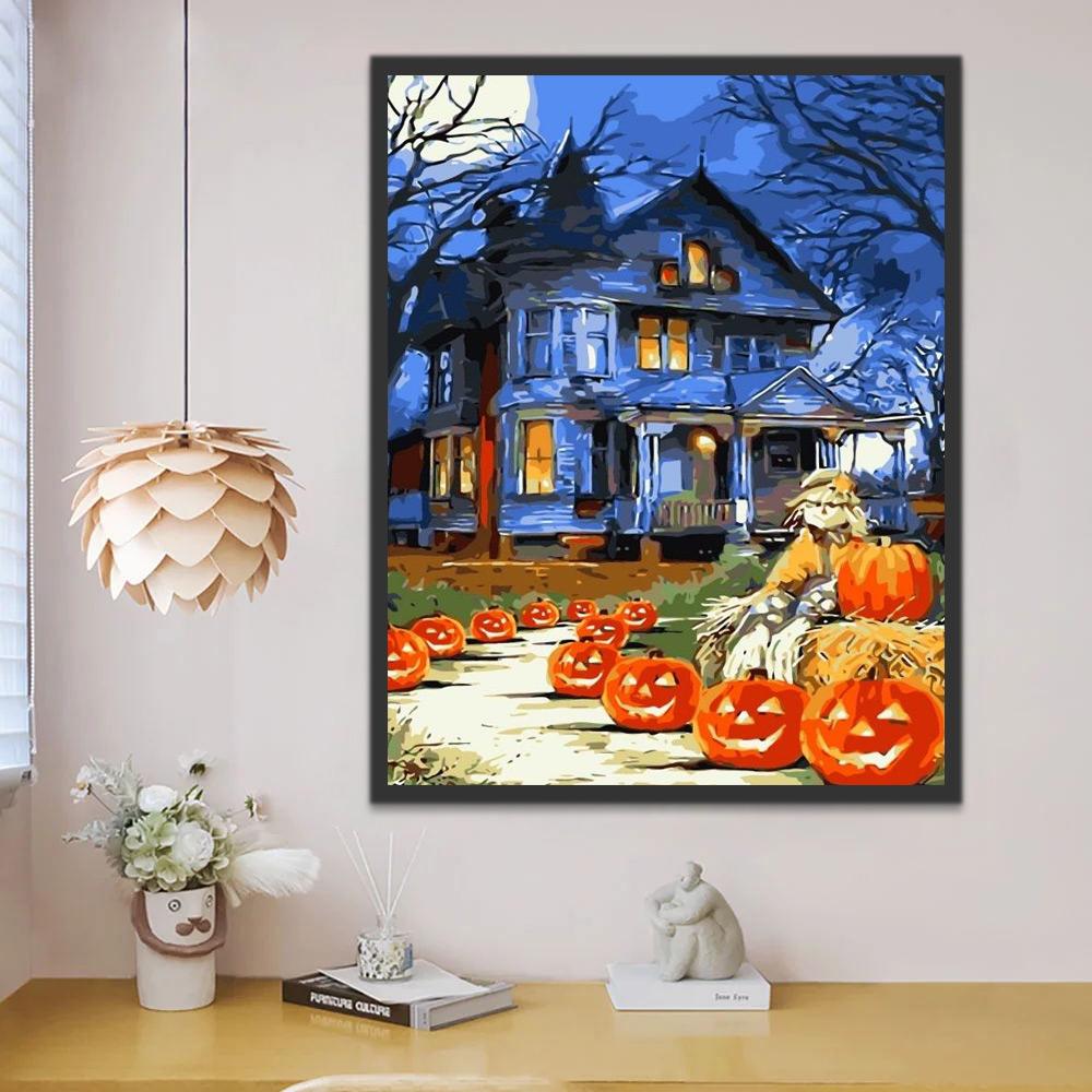 Calabazas delante de la Casa Pintar por Números