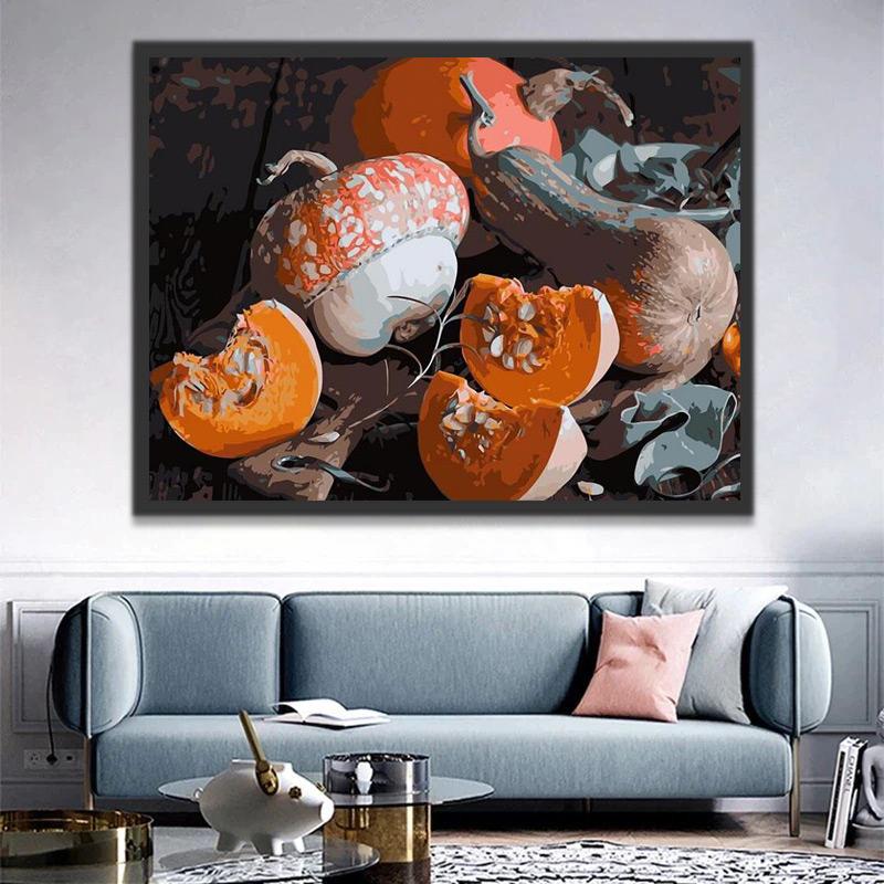 Calabazas Diversas sobre la Mesa Pintar por Números