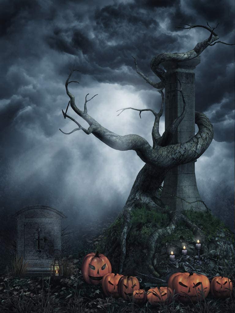 Calabazas y Tumba al Lado de Árbol Pintar por Números