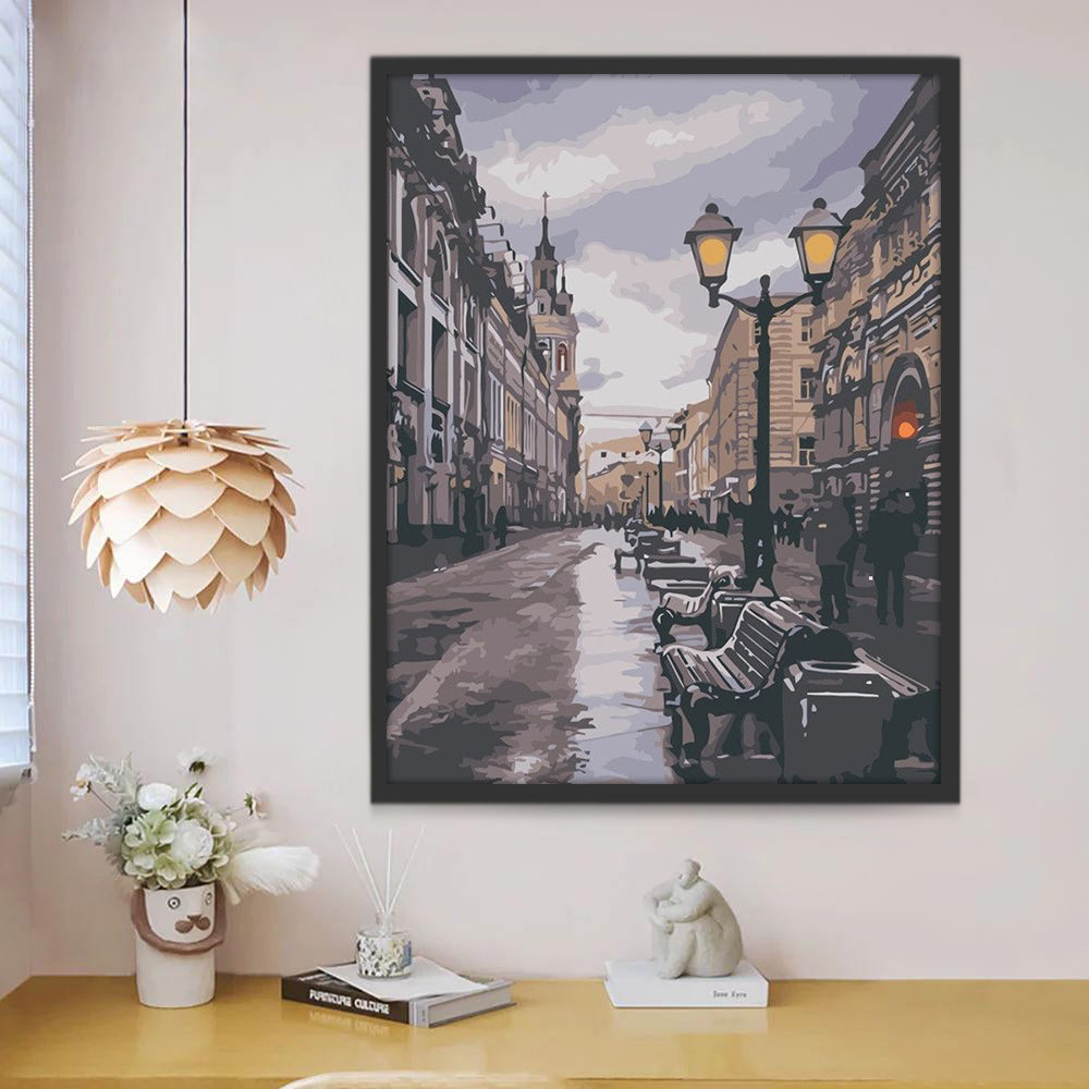 Calle de Ciudad en el Día Nublado Pintar por Números