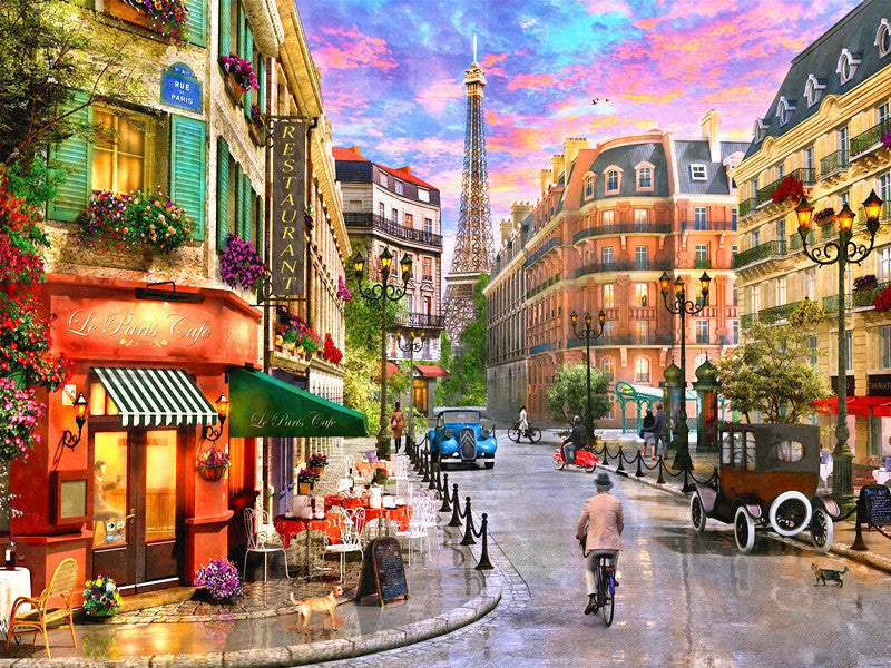 Calle de París con Vistas a la Torre Eiffel Pintar por Números