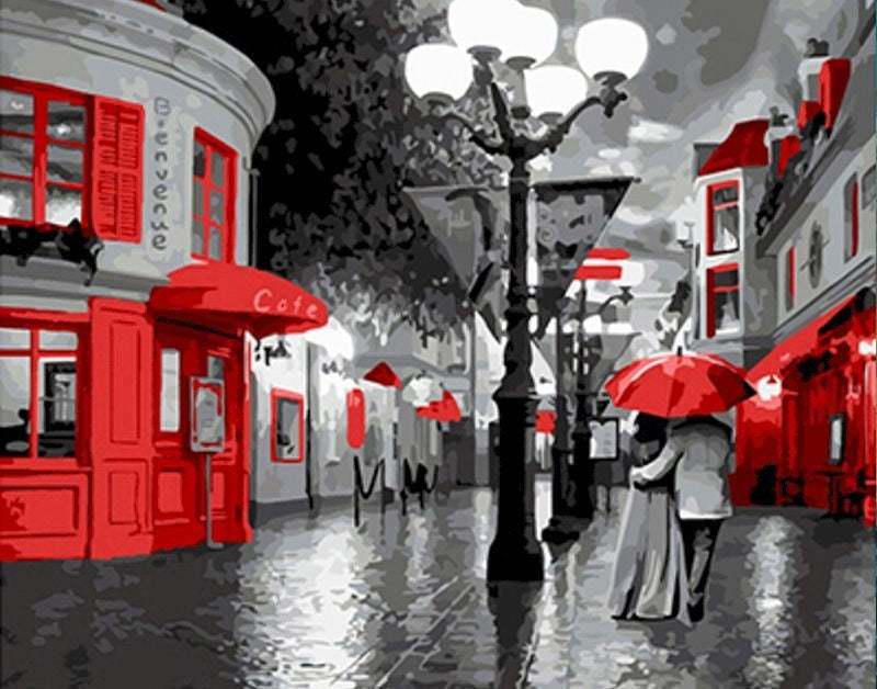 Calle en Color Gris y Rojo Pintar por Números