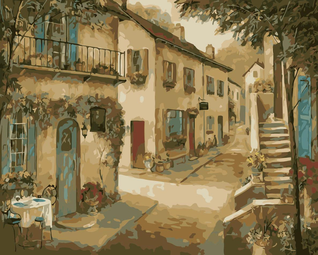 Callejón entre Casas Antiguas Pintar por Números