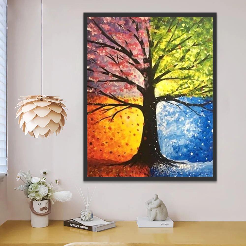 Cambio de Árbol en Cuatro Estaciones Pintar por Números