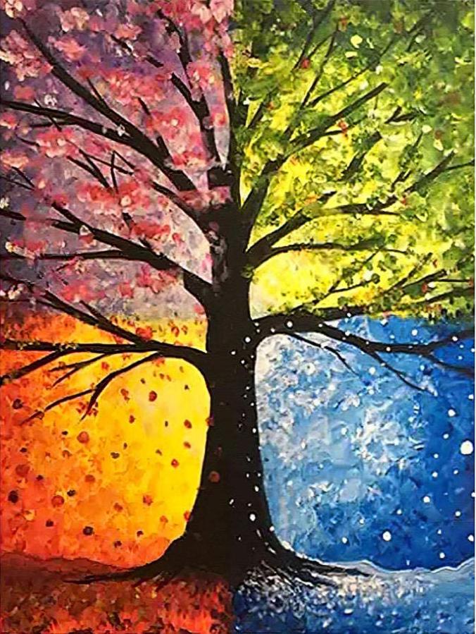 Cambio de Árbol en Cuatro Estaciones Pintar por Números
