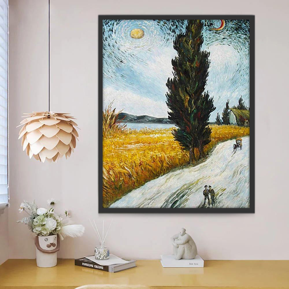 Camino con Ciprés de Van Gogh Pintar por Números