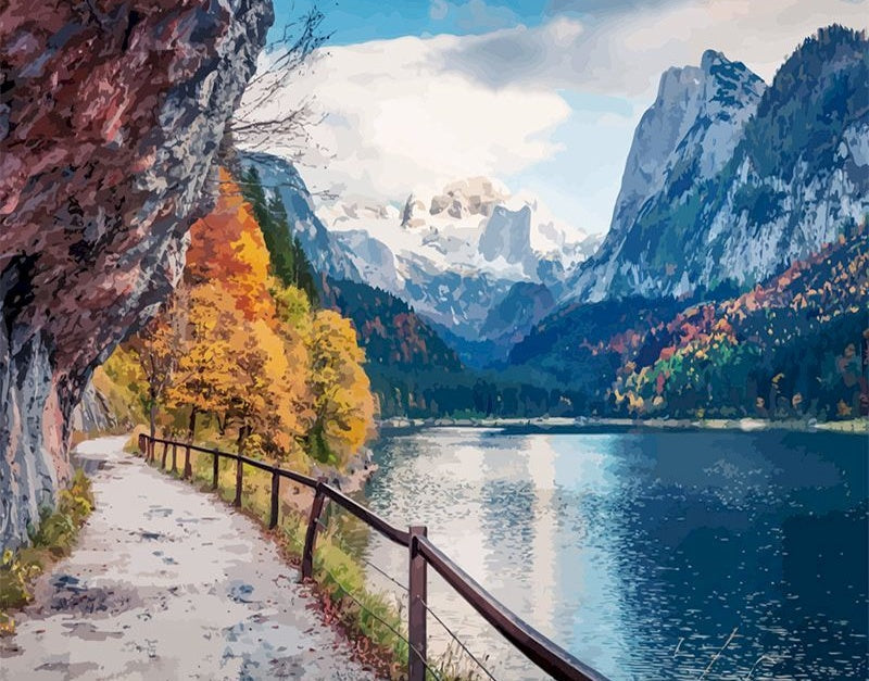 Camino Estrecho de Montaña Junto al Río Pintar por Números
