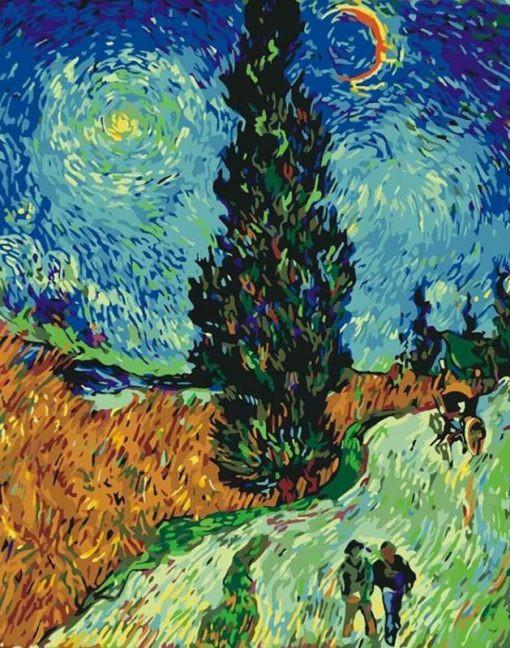 Camino Rural en la Provenza de Noche Pintar por Números