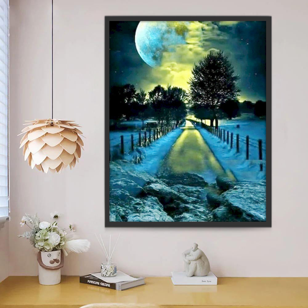 Camino y Bosque a la Luz de la Luna Pintar por Números