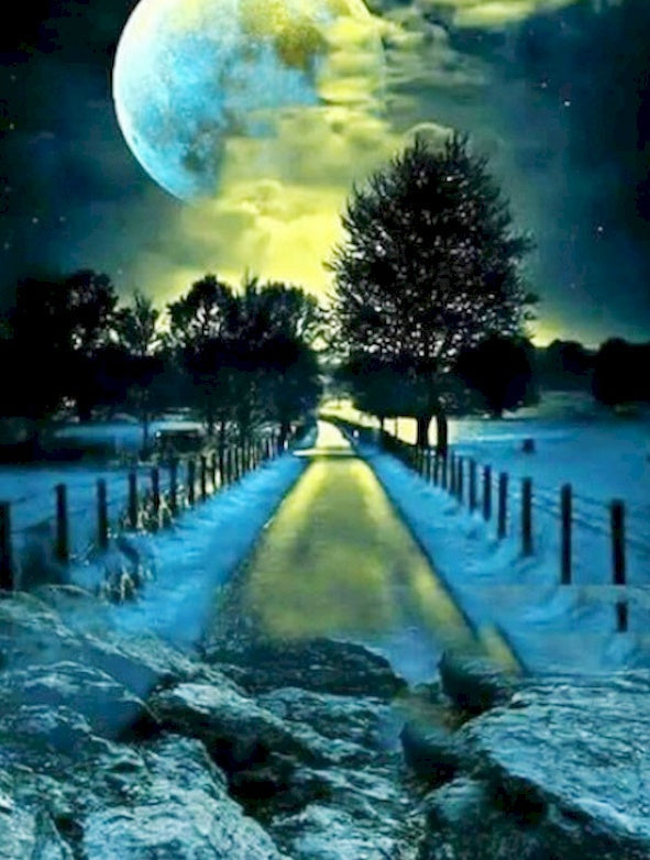 Camino y Bosque a la Luz de la Luna Pintar por Números
