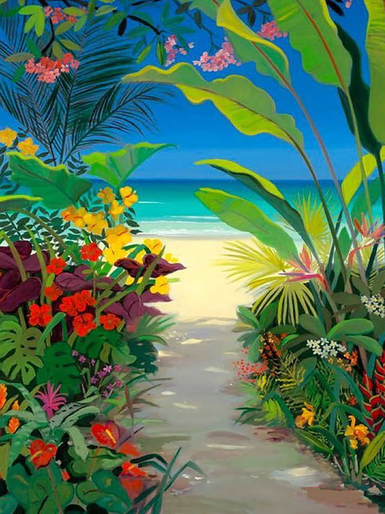 Camino y Plantas Tropicales y Mar Pintar por Números
