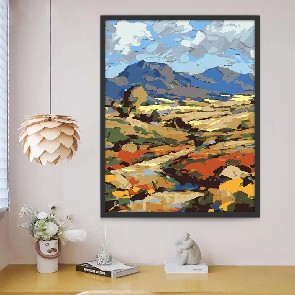 Campo Colorido y Montañas Pintar por Números