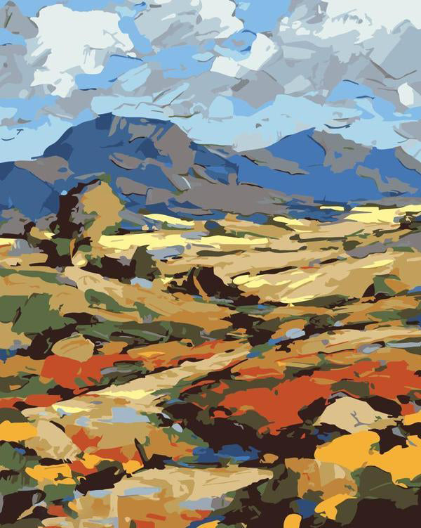 Campo Colorido y Montañas Pintar por Números
