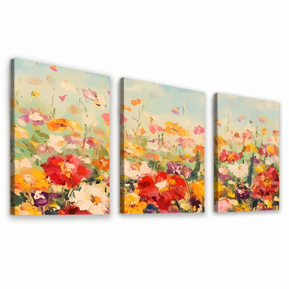 Campo de Amapolas de Colores Diversos 3 Partes Pintar por Números